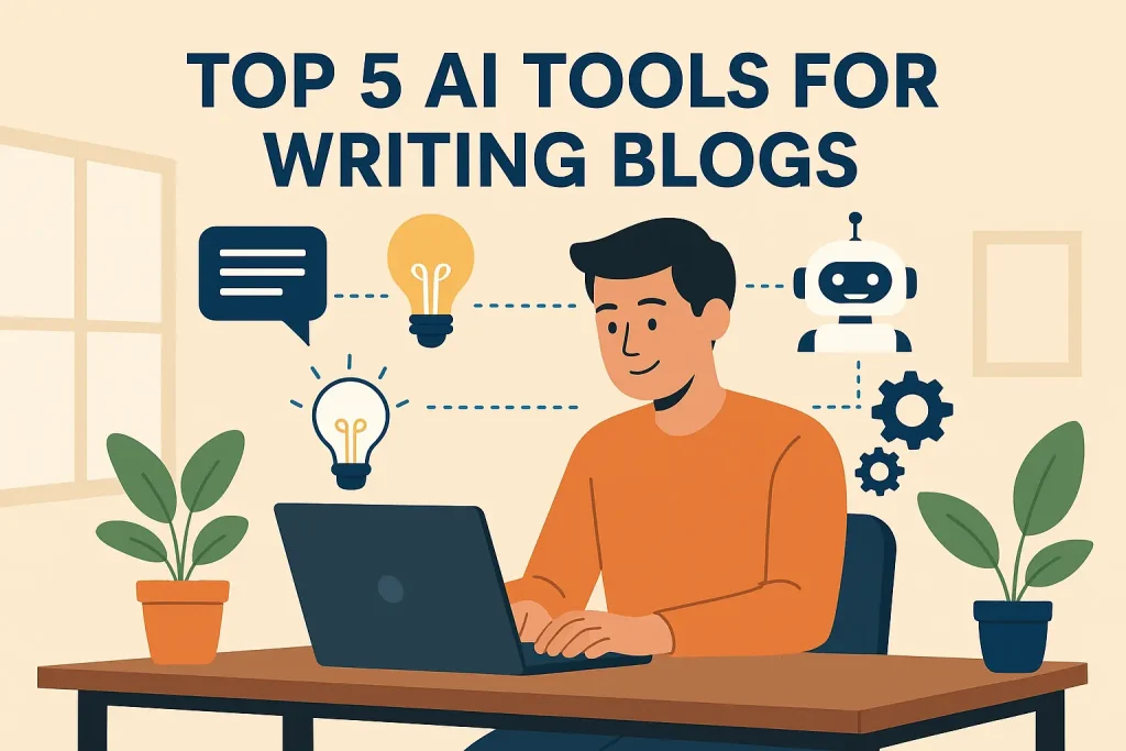 Comparison chart of top AI writing tools for bloggers 2025
